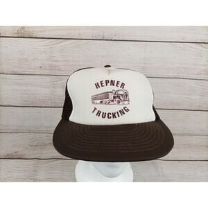 Vintage Hepner Trucking Trucker Baseball Hat Brown White